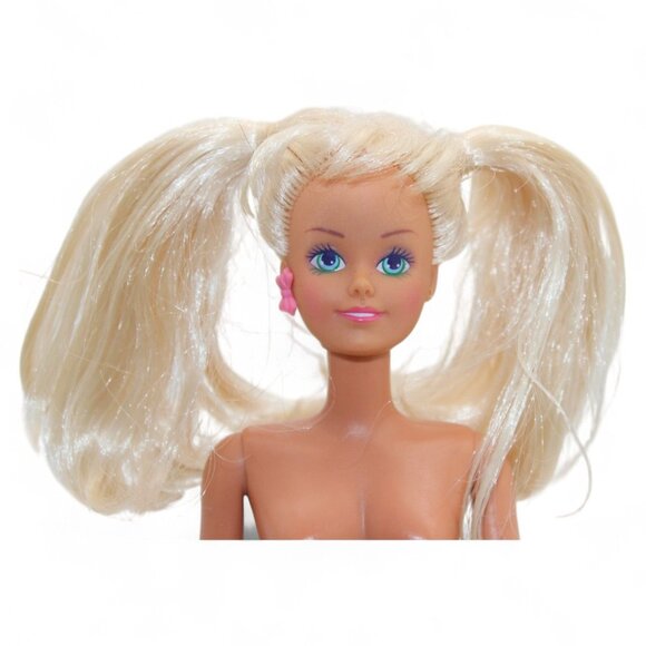 Vintage Blonde Barbie Doll With Pigtails & Pink Earrings - Picture 3 of 3